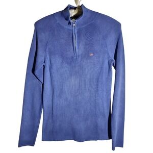 Polo Jeans Company 1/4 Zip Pullover Ribbed Knit Sweater‎ Blue Medium